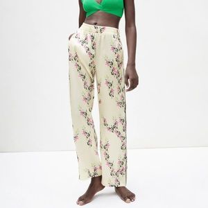 PIPED PRINTED Satin Effect Silky Pants Zara New S